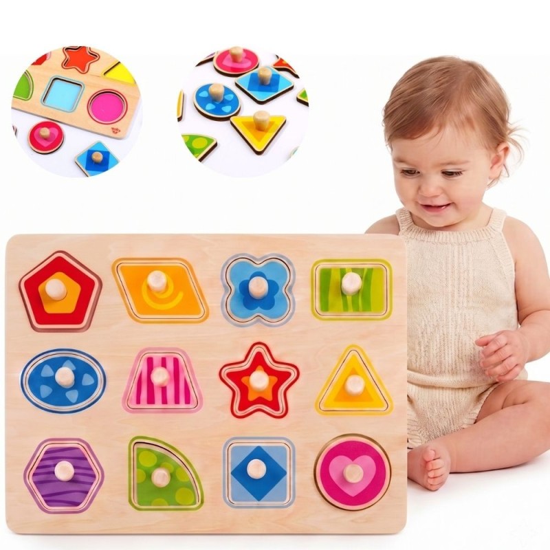 TOOKY TOY Puzzle Układanka Montessori Nauka Kształtów z Pinezkami