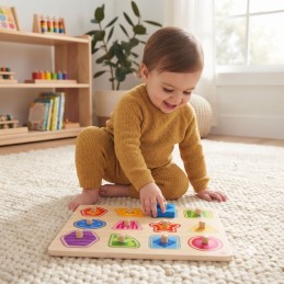 TOOKY TOY Puzzle Układanka Montessori Nauka Kształtów z Pinezkami