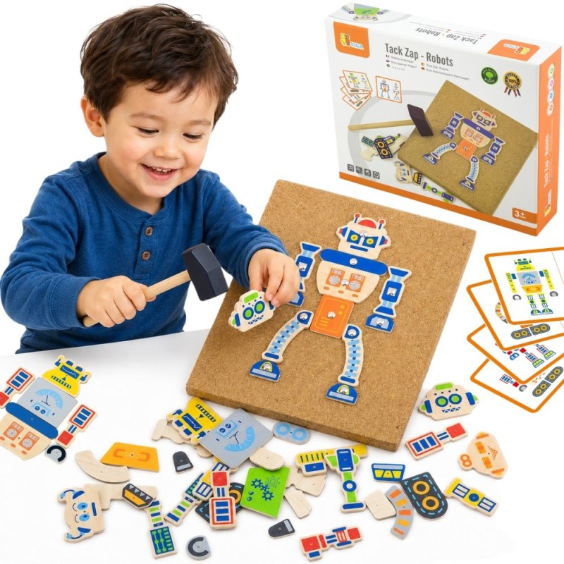VIGA Drewniana Przybijanka Roboty 45 elementów Montessori