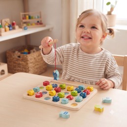Tooky Toy Drewniana Gra Łowienie Rybek Nauka Literek 29 el.