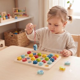 Tooky Toy Drewniana Gra Łowienie Rybek Nauka Literek 29 el.