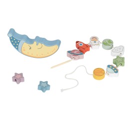 TOOKY TOY Kosmiczny Śpiący Księżyc Balansująca Układanka Drewniana Nawlekanka Montessori Kosmos