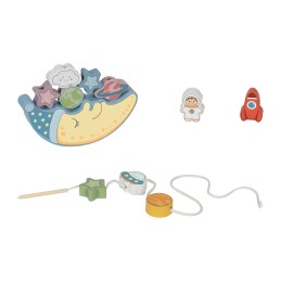TOOKY TOY Kosmiczny Śpiący Księżyc Balansująca Układanka Drewniana Nawlekanka Montessori Kosmos