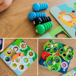 TOOKY TOY Drewniana Gra Zręcznościowa 2w1 Wyciągnij Robaczki dla Dzieci