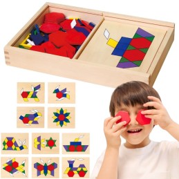 VIGA Drewniana Mozaika Geometryczna Klocki Dienesa Układanka Logiczna Montessori148 el