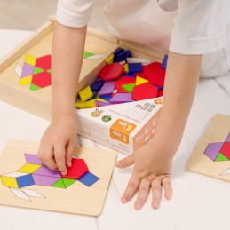 VIGA Drewniana Mozaika Geometryczna Klocki Dienesa Układanka Logiczna Montessori148 el