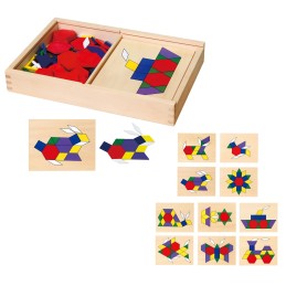 VIGA Drewniana Mozaika Geometryczna Klocki Dienesa Układanka Logiczna Montessori148 el