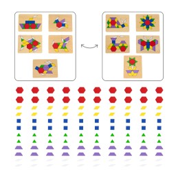 VIGA Drewniana Mozaika Geometryczna Klocki Dienesa Układanka Logiczna Montessori148 el