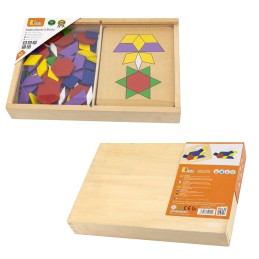 VIGA Drewniana Mozaika Geometryczna Klocki Dienesa Układanka Logiczna Montessori148 el