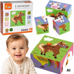 VIGA Drewniana Układanka Puzzle Farma 4 klocki