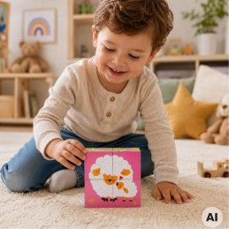 VIGA Drewniana Układanka Puzzle Farma 4 klocki