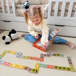 VIGA Edukacyjne Klocki Domino Drewniane gra Farma 28 elementów Montessori