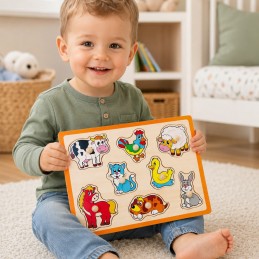 VIGA Drewniane Puzzle Zwierzęta z Farmy Układanka