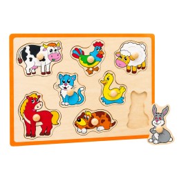 VIGA Drewniane Puzzle Zwierzęta z Farmy Układanka