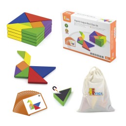 VIGA Tangram Drewniana Gra Logiczna Układanka Certyfikat FSC