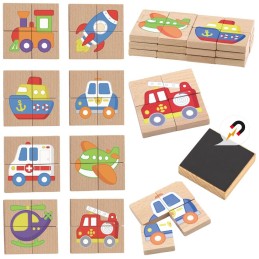 Viga Układanka drewniana Montessori puzzle magnetyczne edukacyjne pojazdy
