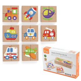 Viga Układanka drewniana Montessori puzzle magnetyczne edukacyjne pojazdy