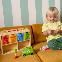 TOOKY TOY Drewniane Centrum Recyklingu Edukacyjny Sorter