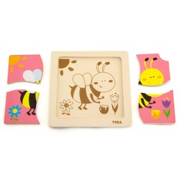 Viga Drewniane Puzzle Pszczoła Układanka Montessori Edukacyjna 18m+ Owad
