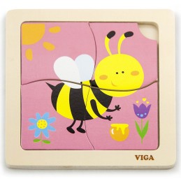 Viga Drewniane Puzzle Pszczoła Układanka Montessori Edukacyjna 18m+ Owad