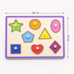 VIGA Drewniane Kolorowe Puzzle Z Pinezkami Kształty