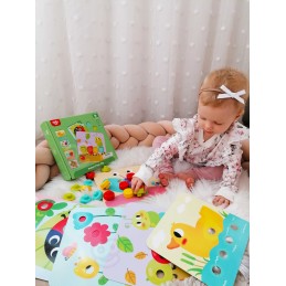 TOOKY TOY Układanka Klocki dla Dzieci Zwierzęta Dopasuj Nauka Kształtów Kolorów + Plansze