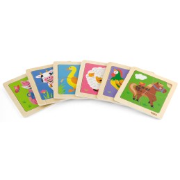 VIGA Poręczne Drewniane Puzzle Kaczuszka Układanka 4 elementy