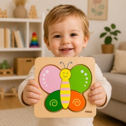 VIGA Pierwsze drewniane Puzzle maluszka Motylek
