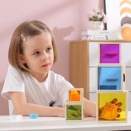 VIGA Drewniana Piramidka Edukacyjna Montessori Sorter Klocki Układanka