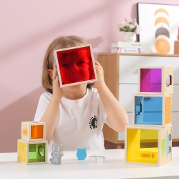 VIGA Drewniana Piramidka Edukacyjna Montessori Sorter Klocki Układanka