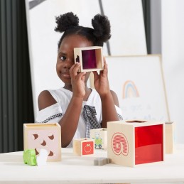 VIGA Drewniana Piramidka Edukacyjna Montessori Sorter Klocki Układanka