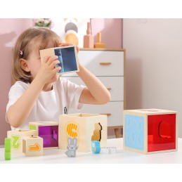 VIGA Drewniana Piramidka Edukacyjna Montessori Sorter Klocki Układanka
