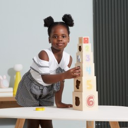 VIGA Drewniana Piramidka Edukacyjna Montessori Sorter Klocki Układanka