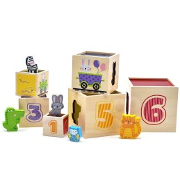 VIGA Drewniana Piramidka Edukacyjna Montessori Sorter Klocki Układanka