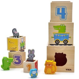 VIGA Drewniana Piramidka Edukacyjna Montessori Sorter Klocki Układanka