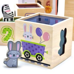 VIGA Drewniana Piramidka Edukacyjna Montessori Sorter Klocki Układanka