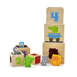 VIGA Drewniana Piramidka Edukacyjna Montessori Sorter Klocki Układanka