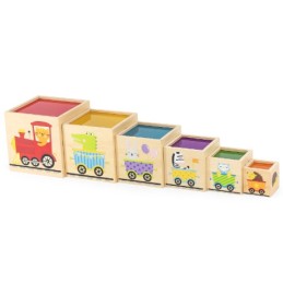 VIGA Drewniana Piramidka Edukacyjna Montessori Sorter Klocki Układanka