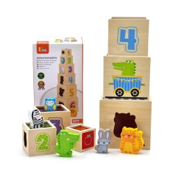 VIGA Drewniana Piramidka Edukacyjna Montessori Sorter Klocki Układanka