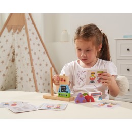 VIGA Drewniana Układanka Montessori Roboty Piramidka Klocki Edukacyjne 8el