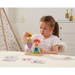 VIGA Drewniana Układanka Montessori Roboty Piramidka Klocki Edukacyjne 8el
