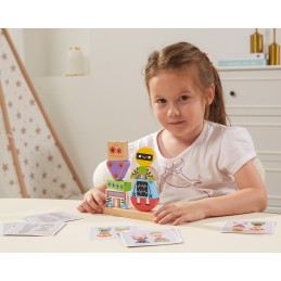 VIGA Drewniana Układanka Montessori Roboty Piramidka Klocki Edukacyjne 8el