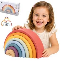VIGA PolarB Drewniana Tęcza Układanka Klocki Kreatywne Montessori
