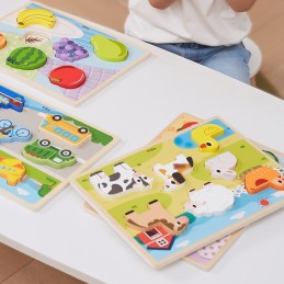 VIGA Drewniane Puzzle Układanka Montessori 2w1 Figurki Farma