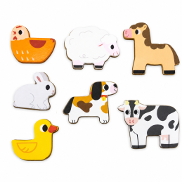 VIGA Drewniane Puzzle Układanka Montessori 2w1 Figurki Farma