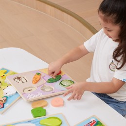 VIGA Drewniane Puzzle Układanka Montessori 2w1 Figurki Warzywa Edukacyjna