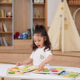 VIGA Drewniane Puzzle Układanka Montessori 2w1 Figurki Warzywa Edukacyjna