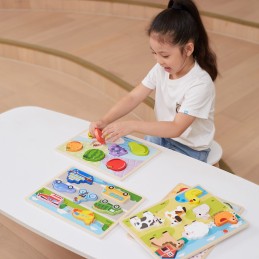 VIGA Drewniane Puzzle Układanka Montessori 2w1 Figurki Warzywa Edukacyjna
