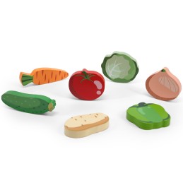 VIGA Drewniane Puzzle Układanka Montessori 2w1 Figurki Warzywa Edukacyjna