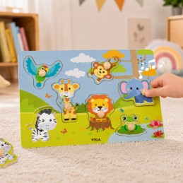 VIGA Puzzle Dźwiękowe Dopasuj Zwierzęta Egzotyczne